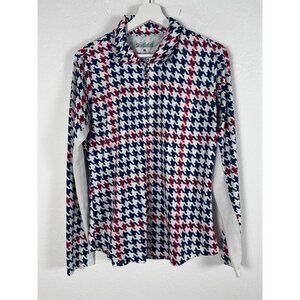 Sansoleil Womens UPF 50 Houndstooth Long Sleeve 1/4 Zip Pullover Shirt Medium